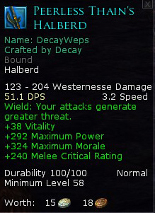 Captain weapons - Peerless thains halberd stats