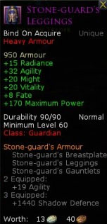 Book 8 guardian armour - Stone guards leggings