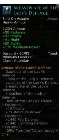 Book 8 guardian set - Breastplate of the ladys defence