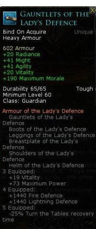 Book 8 guardian set - Gauntlets of the ladys defence