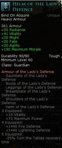 Book 8 guardian set - Helm of the ladys defence