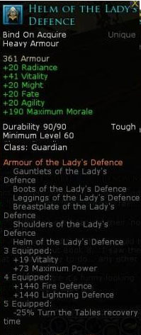 Book 8 guardian set - Helm of the ladys defence