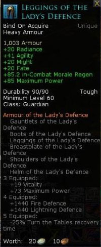 Book 8 guardian set - Leggings of the ladys defence