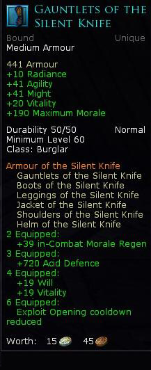 Burglar silent knife - Gauntlets of the silent knife