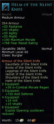 Burglar silent knife - Helm of the silent knife