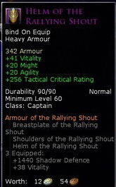 Captain rallying shout - Helm of the rallying shout