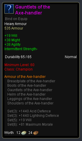 Champion axe handler - Gauntlets of the axe handler