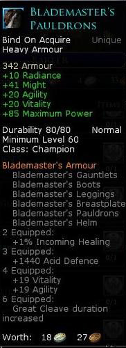 Champion blademaster - Blademasters pauldrons