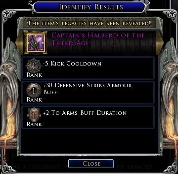 Legendary weapon - Identify results