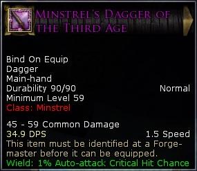 Legendary weapon - Minsttrel dagger of the third age