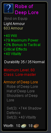 Lore master deep lore - Robe of deep lore