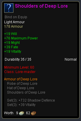 Lore master deep lore - Shoulders of deep lore