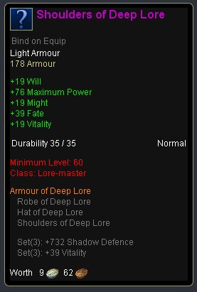 Lore master deep lore - Shoulders of deep lore