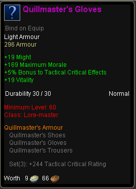 Lore master quillmaster - Quillmasters gloves