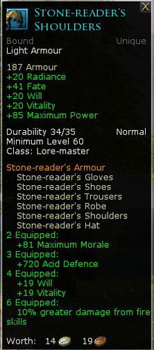 Lore master stone reader - Stone readers shoulders