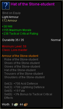 Lore master stone student - Hat of the stone student