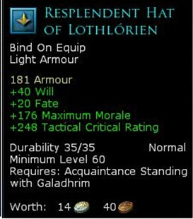 Lothlorien light armour - Resplendent hat of lothlorien