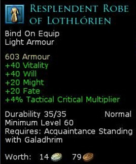 Lothlorien light armour - Resplendent robe of lothlorien