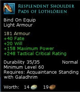 Lothlorien light armour - Resplendent shoulder pads of lothlorien
