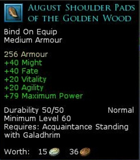 Lothlorien medium armour - August shoulder pads of the golden wood