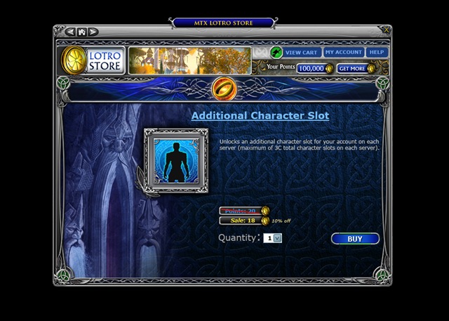 Lotro store - Lotro store additional character slot