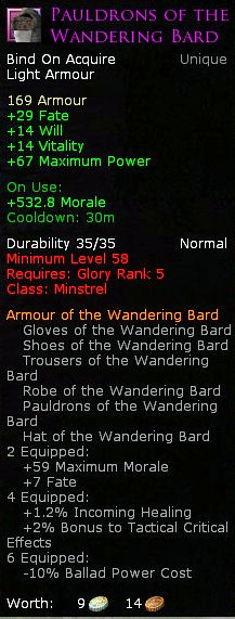 Minstrel wandering bard - Pauldrons of the wandering bard