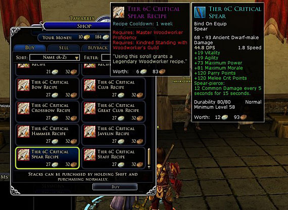 Moria tier 6c weapons - Tier 6c critical spear