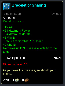 Run speed items - Bracelet of sharing