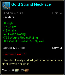 Run speed items - Gold strand necklace