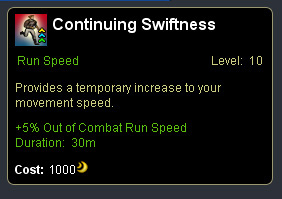 Run speed perks - Continuing swiftness