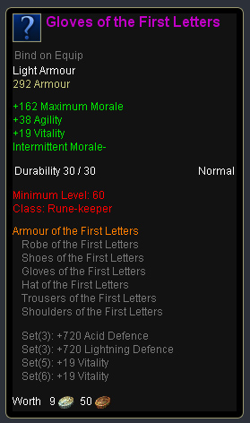 Rune keeper first letters - Gloves of the first letters