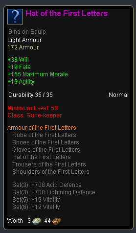 Rune keeper first letters - Hat of the first letters