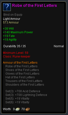 Rune keeper first letters - Robe of the first letters