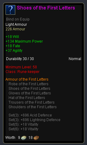 Rune keeper first letters - Shoes of the first letters