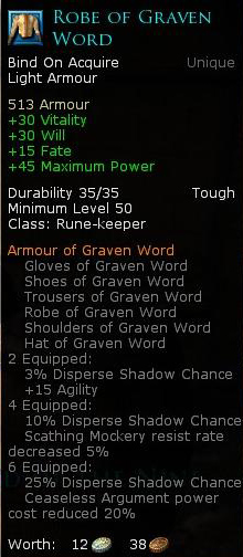 Rune keeper graven word - Robe of graven word