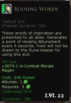 Rune keeper healing skills - Rousing words