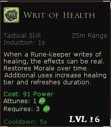 Rune keeper healing skills - Writ of health