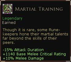Rune keeper legendary skills - Martial training