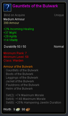 Warden bulwark - Gauntlets of the bulwark