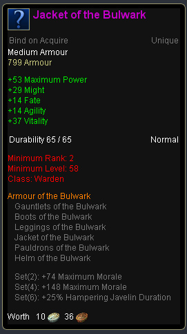 Warden bulwark - Jacket of the bulwark