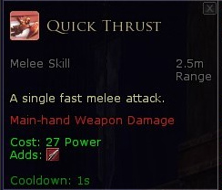 Warden gambit skills - Quick thrust