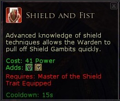Warden gambit trait skills - Shield and fist