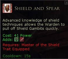 Warden gambit trait skills - Shield and spear