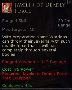 Warden javel skills - Javelin of deadly force