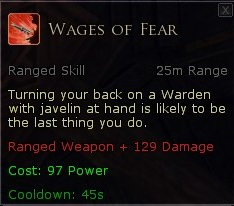 Warden javel skills - Wages of fear