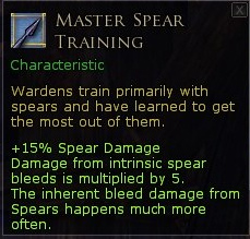 Warden passive skills weapon - Master spear training