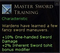 Warden passive skills weapon - Master sword training