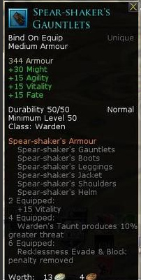 Warden shakers set - Spear shakers gauntlets