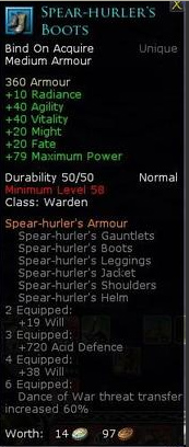 Warden spear hurler set - Spear hurlers boots
