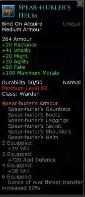 Warden spear hurler set - Spear hurlers helm